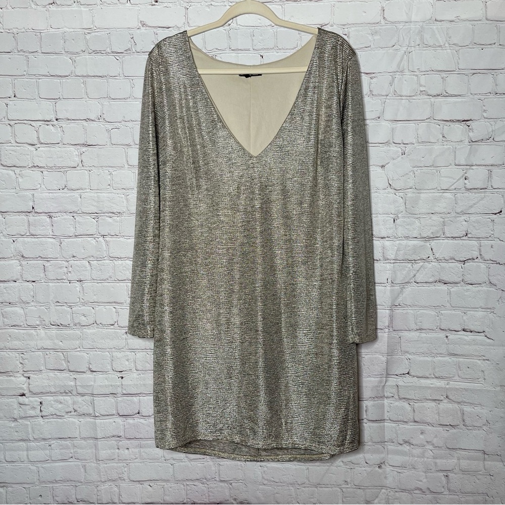 Charlotte Russe Silver Shimmery V-neck Party Dress, 2X